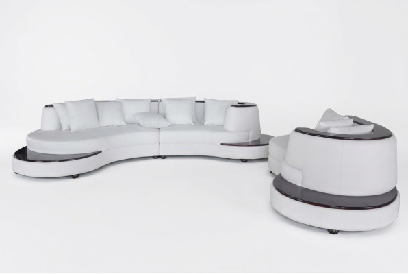 Luxury Okrągły Living Narożnik Skóra Ustawić Krajobraz Podkładka Narożnik XXL Okrągły Sofa USB