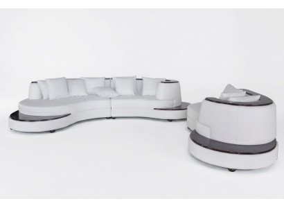 Luxury Okrągły Living Narożnik Skóra Ustawić Krajobraz Podkładka Narożnik XXL Okrągły Sofa USB