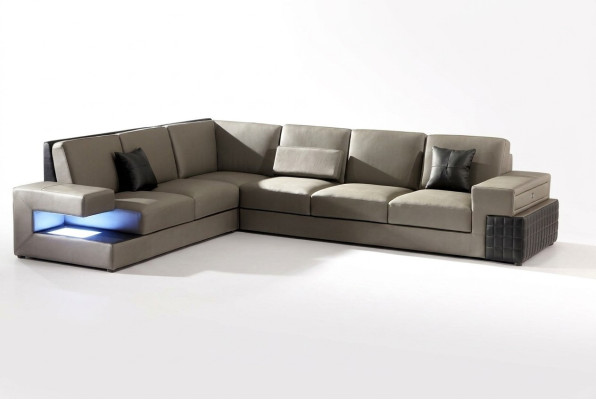 Nowoczesna Narożnikowa kanapa + USB Podkładka Siedziba Skóra Design Sofa Ustawić Żywy krajobraz Nowy