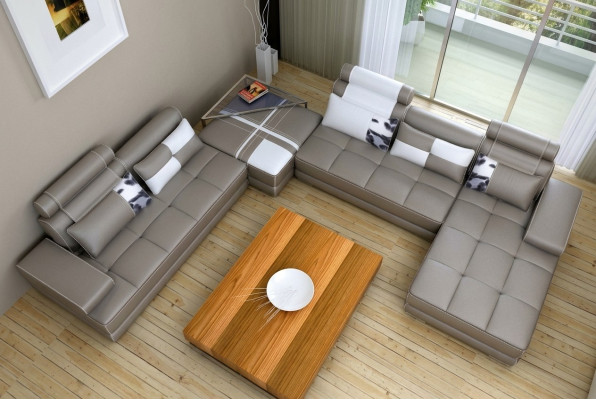 Narożnikowa kanapa Sofa z USB Żywy krajobraz Skórzana sofa XXL Designerskie sofy Wolfhagen Grey