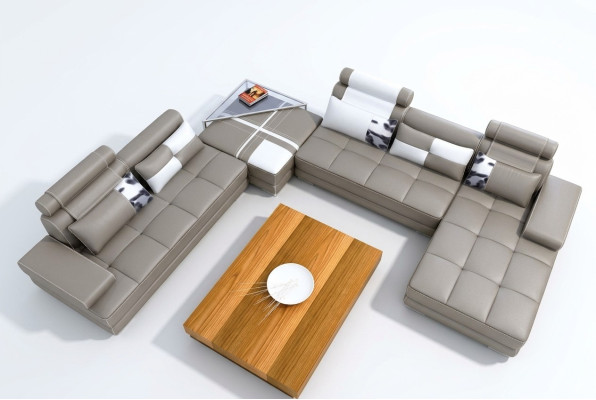 Narożnikowa kanapa Sofa z USB Żywy krajobraz Skórzana sofa XXL Designerskie sofy Wolfhagen Grey