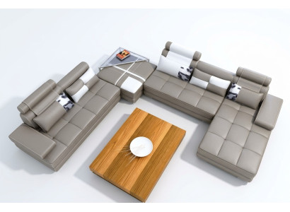 Narożnikowa kanapa Sofa z USB Żywy krajobraz Skórzana sofa XXL Designerskie sofy Wolfhagen Grey
