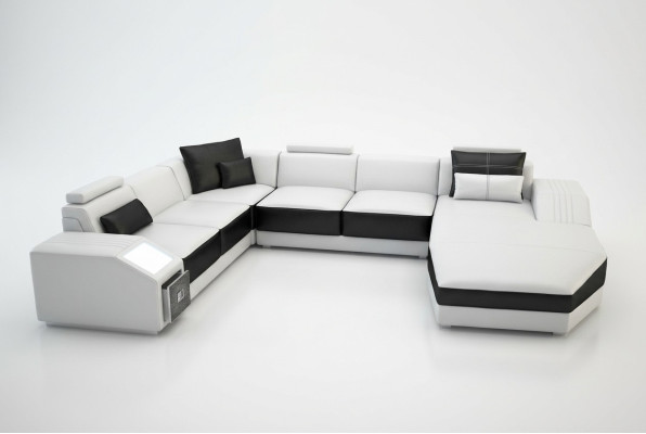 Żywy krajobraz Narożnikowa kanapa Design Sofa z USB Podkładka Siedziba Narożnik U Form Biały PHM110