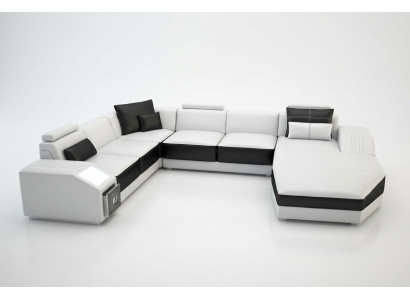 Żywy krajobraz Narożnikowa kanapa Design Sofa z USB Podkładka Siedziba Narożnik U Form Biały PHM110