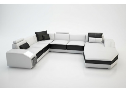 Żywy krajobraz Narożnikowa kanapa Design Sofa z USB Podkładka Siedziba Narożnik U Form Biały PHM110