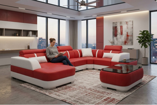 Design Narożnik Couch Siedziba Skóra Podkładka Narożnik Ustawić Żywy krajobraz Sofa z USB