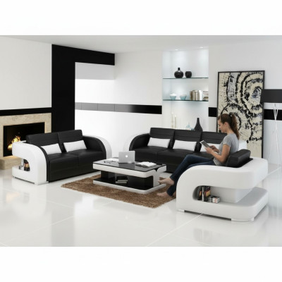Zestaw sofowy skórzana sofa USB sofa kanapa Żywy krajobraz Obcios 3+2+1 Nowość
