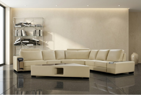 Skórzana sofa Narożnikowa kanapa Sofa z USB, Design Siedziba Podkładka Ustawić Żywy krajobraz 2348
