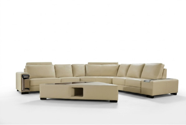 Skórzana sofa Narożnikowa kanapa Sofa z USB, Design Siedziba Podkładka Ustawić Żywy krajobraz 2348