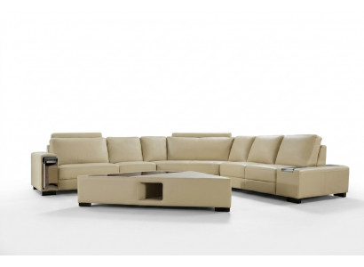 Skórzana sofa Narożnikowa kanapa Sofa z USB, Design Siedziba Podkładka Ustawić Żywy krajobraz 2348