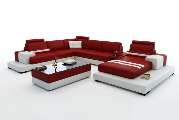 Żywy krajobraz Couch Podkładka Narożnik Ustawić Sofa skórzana z USB, Narożnikowa kanapa Nowość 2725A