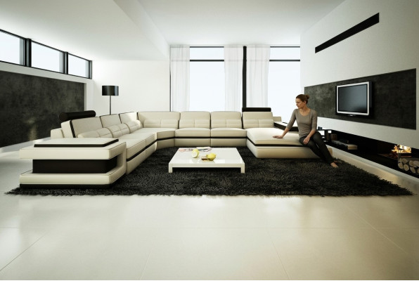 Żywy krajobraz Couch Podkładka Narożnik Ustawić Designerska Sofa Skórzana + Sofa USB WetzlarD