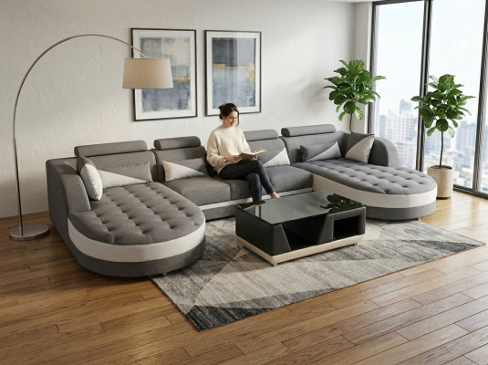 Narożnik kanapa Design Zestaw narożny kanapa narożna Żywy krajobraz Couch Podkładka Tabela USB