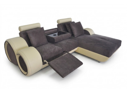 Narożnikowa kanapa Design Podkładka Skóra narożnik Zestaw narożny Sofa Żywy krajobraz z USB