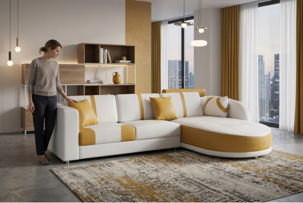 Zestaw kanapowy Nowoczesna sofa Część wypoczynkowa Skóra Kanapa Podkładka Narożnik Żywy krajobraz USB