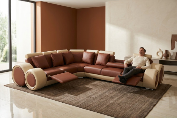 Design Skóra Podkładka XXL Siedziba Pokój Sofa z USB Design Narożnik Ustawić Sofy Nowe