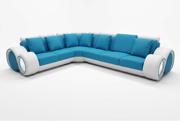 Design Skóra Podkładka XXL Siedziba Pokój Narożnik Living Sofa + USB Designer Ustawić Sofy