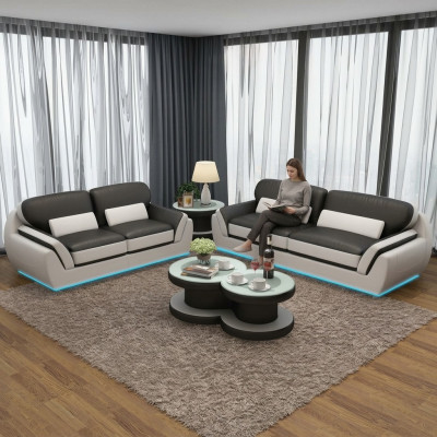 Skórzana sofa z USB Zestaw sofowy Nowa 3+2 miejsce do siedzenia Ustawić Design Nowoczesna Sofa G8038C