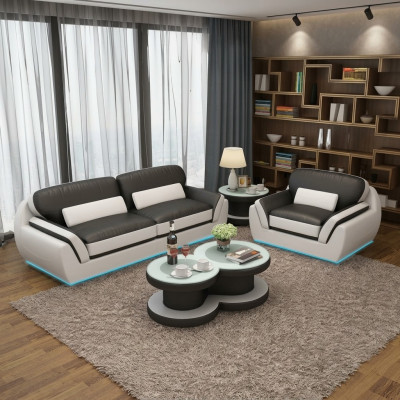 Sofa skórzana z USB Zestaw sofowy 3+1 miejsce do siedzenia Ustawić Design Nowoczesna Sofa Nowa G8038D