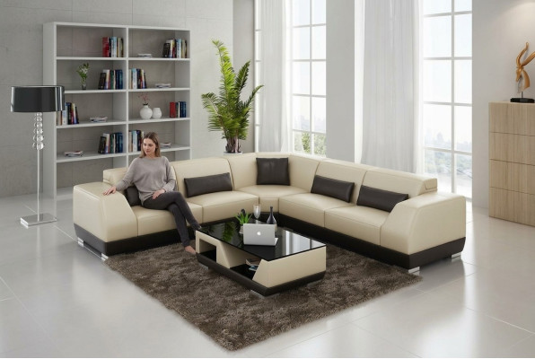 Skórzana sofa z USB Żywy krajobraz Narożnikowa kanapa Narożnik Ustaw Design Modern Sofa G8024B