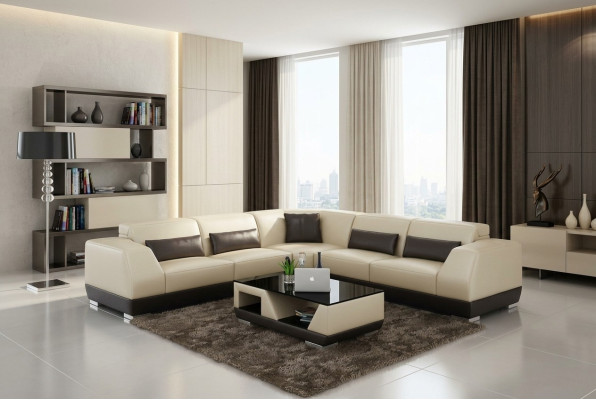 Skórzana sofa z USB Żywy krajobraz Narożnikowa kanapa Narożnik Ustaw Design Modern Sofa G8024B