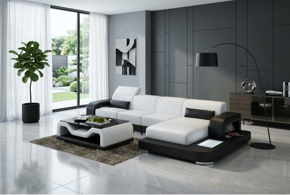 Skórzana sofa z USB Żywy krajobraz Narożnikowa kanapa Narożnik Ustaw Couch Design Sofa G8006C