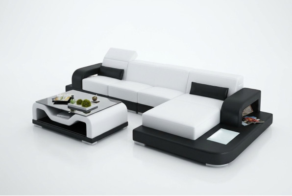 Skórzana sofa z USB Żywy krajobraz Narożnikowa kanapa Narożnik Ustaw Couch Design Sofa G8006C