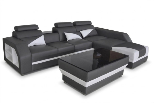 Skóra Narożnik Sofa z USB,Ustaw Narożnik Sofy Kanapy Podkładka Żywy krajobraz Luxury