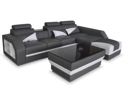 Skóra Narożnik Sofa z USB,Ustaw Narożnik Sofy Kanapy Podkładka Żywy krajobraz Luxury