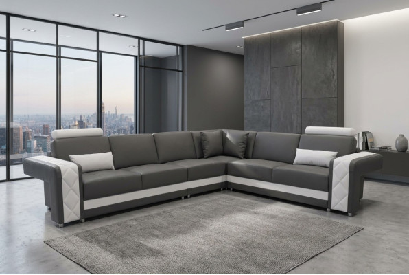 Skórzana sofa z USB Żywy krajobraz Narożnik Ustawić Design Nowoczesna Sofa L-Shape L6010B
