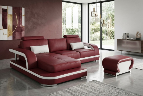 Skóra Narożnik Sofa z USB Luksus Ustawić Narożnik Sofy Kanapy Podkładka Żywy krajobraz