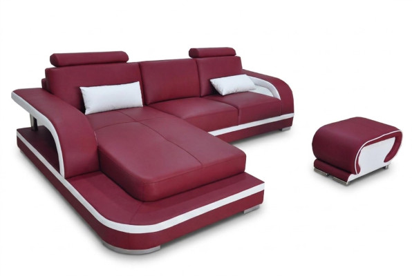 Skóra Narożnik Sofa z USB Luksus Ustawić Narożnik Sofy Kanapy Podkładka Żywy krajobraz