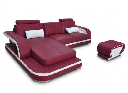 Skóra Narożnik Sofa z USB Luksus Ustawić Narożnik Sofy Kanapy Podkładka Żywy krajobraz
