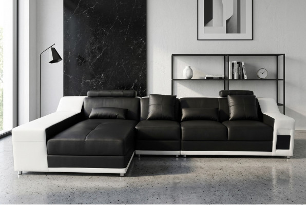 Narożnik Skóra Modern XXL Couch Żywy krajobraz Skórzana Sofa Sofa z USB, Kształt L B2017B