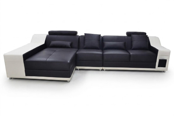 Narożnik Skóra Modern XXL Couch Żywy krajobraz Skórzana Sofa Sofa z USB, Kształt L B2017B
