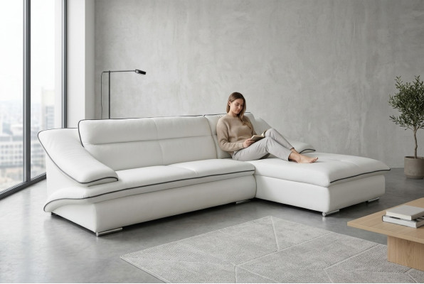Narożnik Sofa Skóra z USB, Narożnik Ustawić Narożnik Krajobraz Podkładka Design Living L Shape