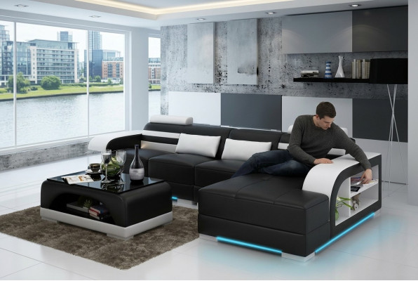 Skórzana sofa z USB Żywy krajobraz Narożnikowa kanapa Narożnik Ustaw Design Modern Sofa G8033C