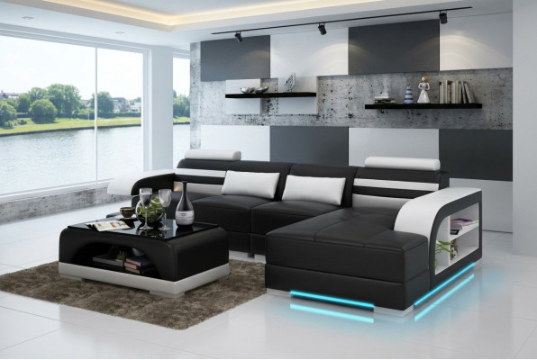 Skórzana sofa z USB Żywy krajobraz Narożnikowa kanapa Narożnik Ustaw Design Modern Sofa G8033C