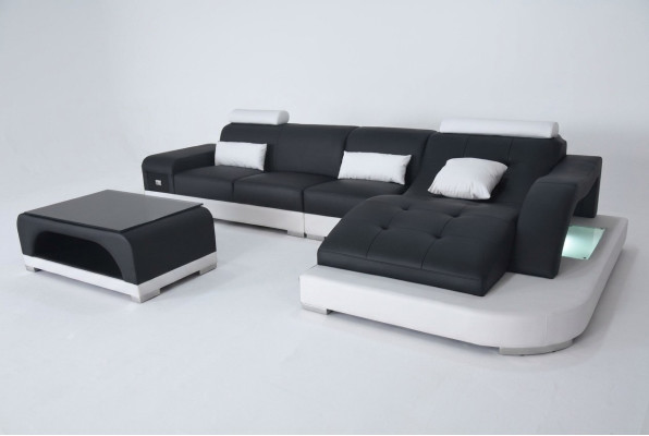 Skóra Narożnik Sofa z USB Żywy krajobraz Luksusowy Ustaw Narożnik Sofy Kanapy Podkładka