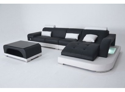 Skóra Narożnik Sofa z USB Żywy krajobraz Luksusowy Ustaw Narożnik Sofy Kanapy Podkładka