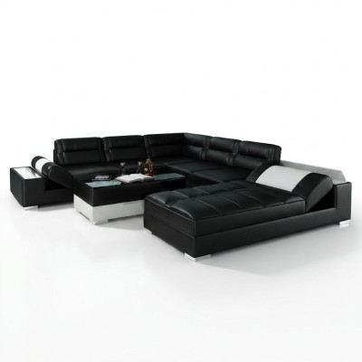 Skórzana sofa Narożnikowa kanapa + USB Ustawić Podkładkę U-kształt kanapy sofa projekt Żywy krajobraz