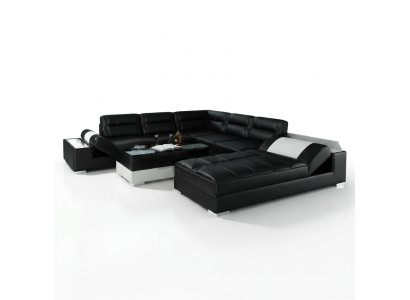 Skórzana sofa Narożnikowa kanapa + USB Ustawić Podkładkę U-kształt kanapy sofa projekt Żywy krajobraz