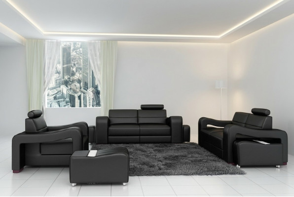Designerska skórzana sofa Zestaw sofowy USB Sofa Siedziba Podkładka Ustawić 3+2+1 Obcios