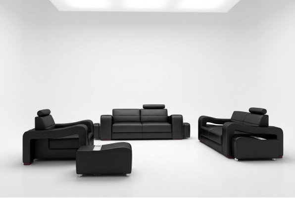 Designerska skórzana sofa Zestaw sofowy USB Sofa Siedziba Podkładka Ustawić 3+2+1 Obcios