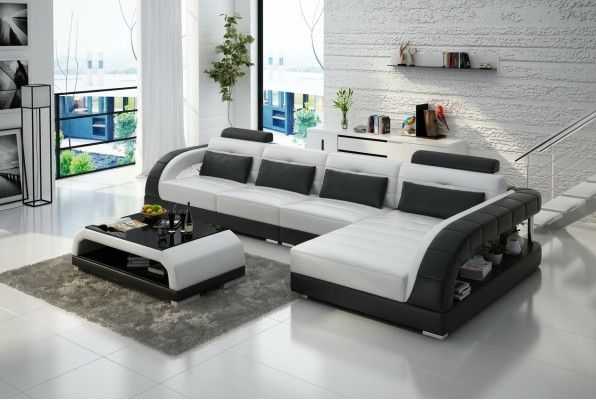 Sofa skórzana USB Żywy krajobraz Narożnikowa kanapa Narożnik Ustaw Design Sofa Nowoczesna G8012C Nowość
