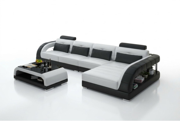 Sofa skórzana USB Żywy krajobraz Narożnikowa kanapa Narożnik Ustaw Design Sofa Nowoczesna G8012C Nowość