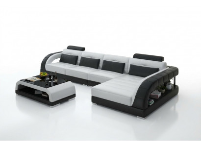 Sofa skórzana USB Żywy krajobraz Narożnikowa kanapa Narożnik Ustaw Design Sofa Nowoczesna G8012C Nowość