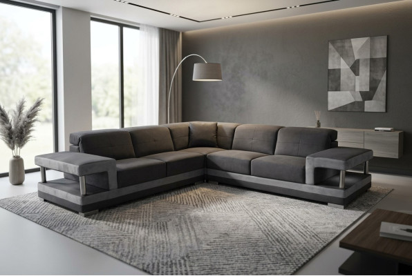 Skóra Narożnik Sofa z USB Podkładka Żywy krajobraz Luksusowy Ustaw Narożnik Sofy Kanapy