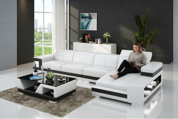 Skórzana sofa z USB Żywy krajobraz Narożnikowa kanapa Narożnik Ustaw Design Modern Sofa G8017C