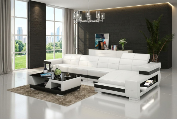 Skórzana sofa z USB Żywy krajobraz Narożnikowa kanapa Narożnik Ustaw Design Modern Sofa G8017C